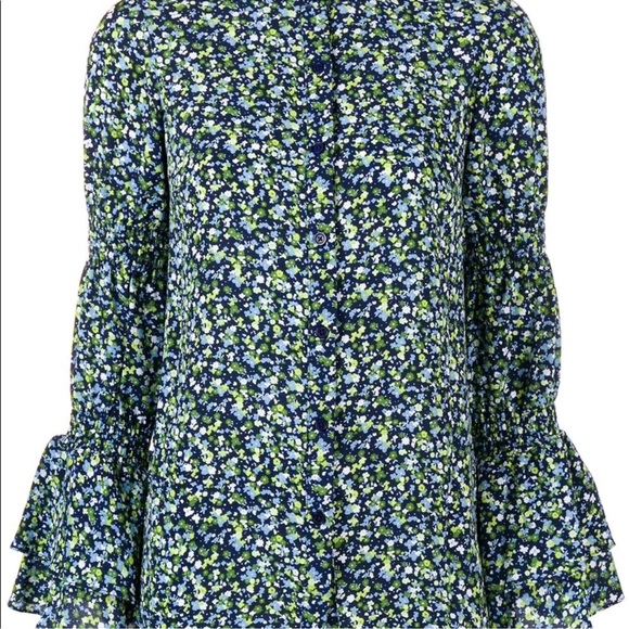 Michael Kors 3 Pc Set Micro Floral Blouse Skirt & Belt Beautiful Set NWT Sz L/XL - Picture 11 of 15